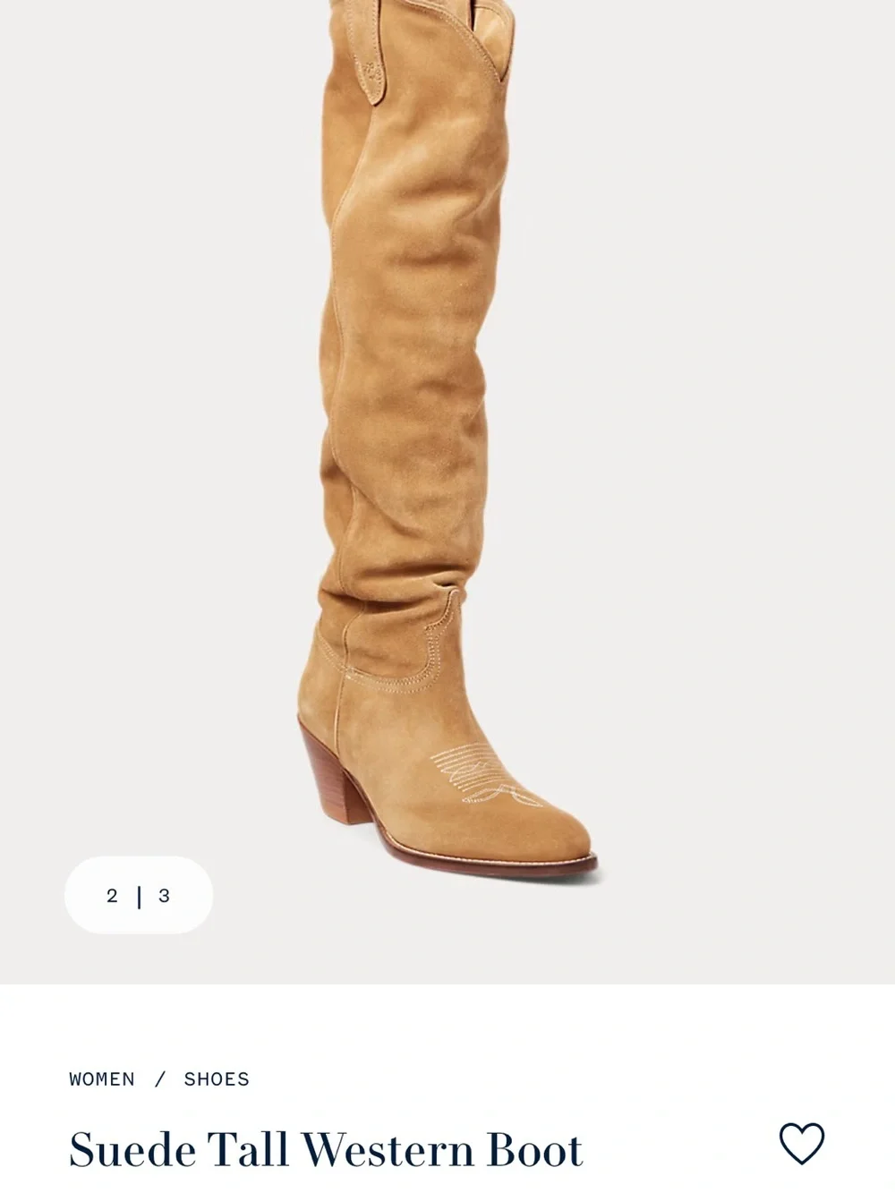 Suede Tall Western Boot in tobacco